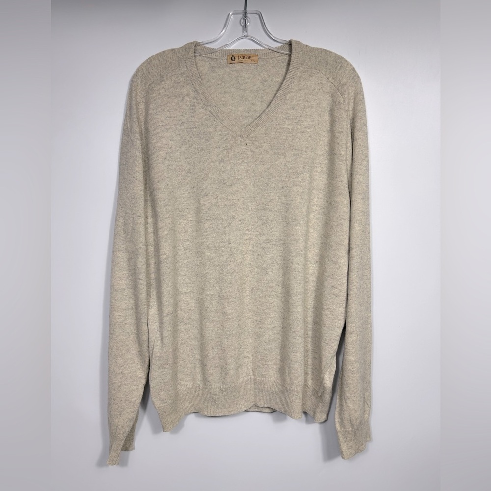 J.Crew Y2K Vintage Cashmere Blend V-Neck Sweater Size XL Light Grey